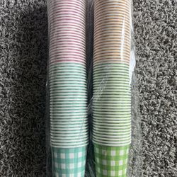 120 Pc Gingham Print Paper Cups