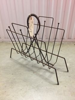 Vintage Metal Spoke And Ball Magazine Rack