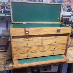 Vintage Machinist Toolbox Oak