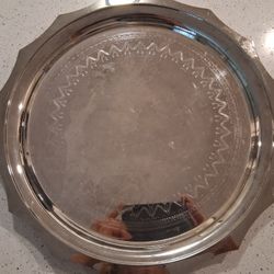 14" Godinger Silver Plate Etched Tray