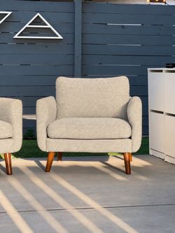Set of 2 Grey Mid-Century Accent Chairs – $250