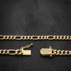 Gold figaro bracelet 14k