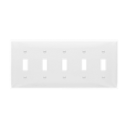 ENERLITES - Toggle Switch Five-Gang Wall Plate - WHITE