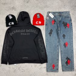 Chrome Hearts  Jeans size 32 $180 Hoodie size M/L $150 Beanie $80