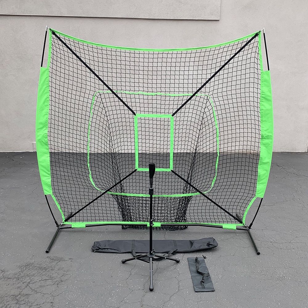 $70 (New) Baseball softball (7x7’ net & ball tee set) practice hitting & pitching net w/ carry bag