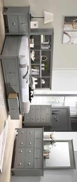 Fiona Gray Storage Panel Youth Twin &Full Bedroom Set