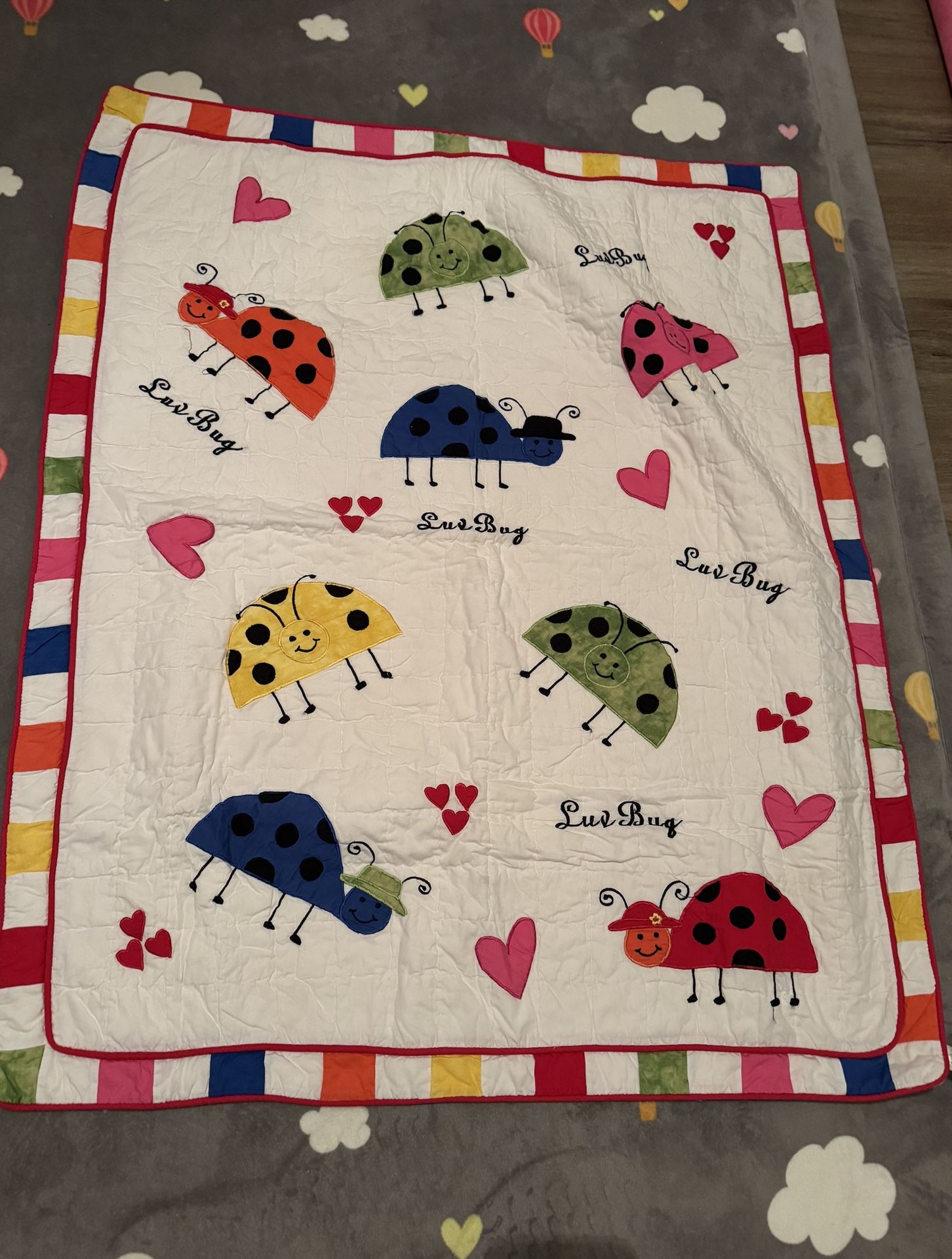 Cute Ladybug Baby Blanket for Girls & Boys, Soft Plush Throw Blanket, Toddler & Newborn, Nursery, Stroller, Crib, Shower Gift - 33 1/2 x 42