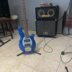 Bass Guitar Music Man Bongo 5 With Case Elixir Strings Just Set Up And Ready To Go