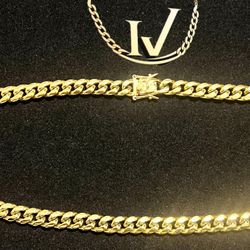 10mm Miami Cuban Link Chain – 14K Gold Over Stainless Steel