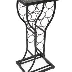 Rack Console for Home Bar - Mini Win Stand with Faux Black Marble Table Top - Durable Metal Freestanding Storage Cabinet Shelf 