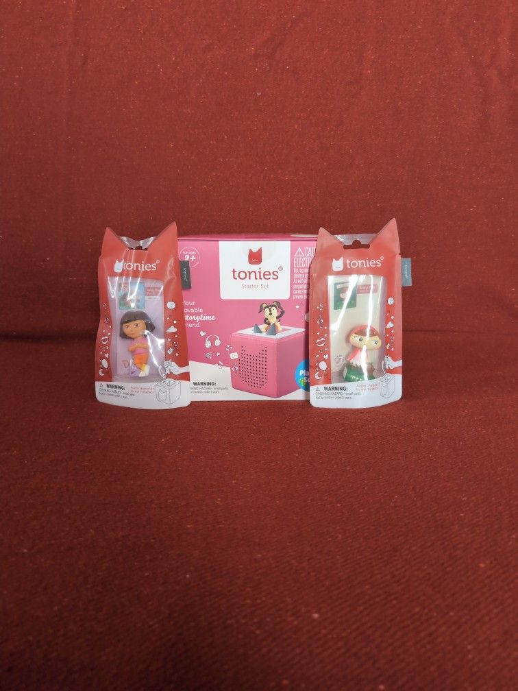 Pink Tonies Box +2 Audio Characters ( Dora The Explorer And The Little Red Riding Hood)