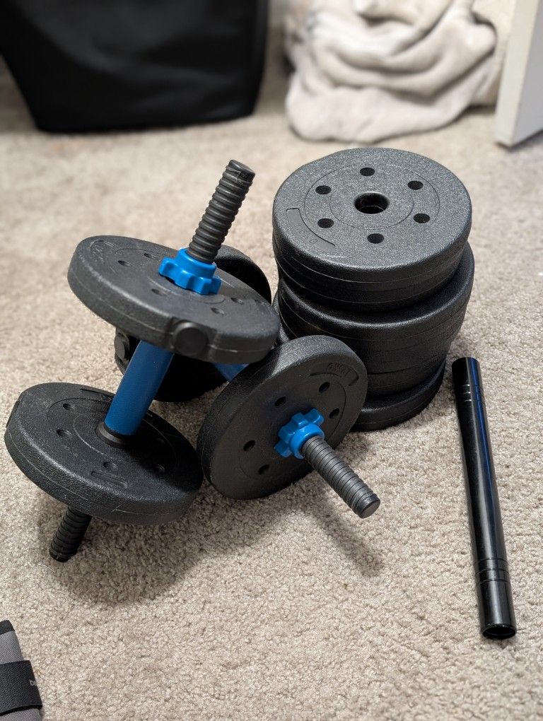 Adjustable Dumbbell + Barbell Set w/ Extras