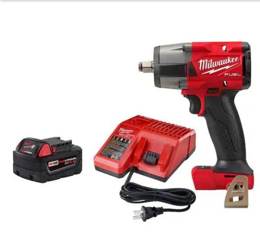 Milwaukee
M18 FUEL GEN-2 18V Lithium-Ion Brushless Cordless Mid Torque 1/2 in. Impact Wrench F Ring w/5.0Ah Starter Kit
