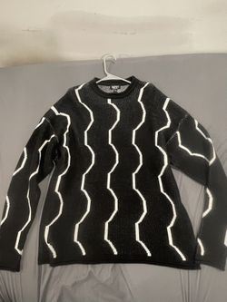 Mens Black and White Oversized Knitted Sweater