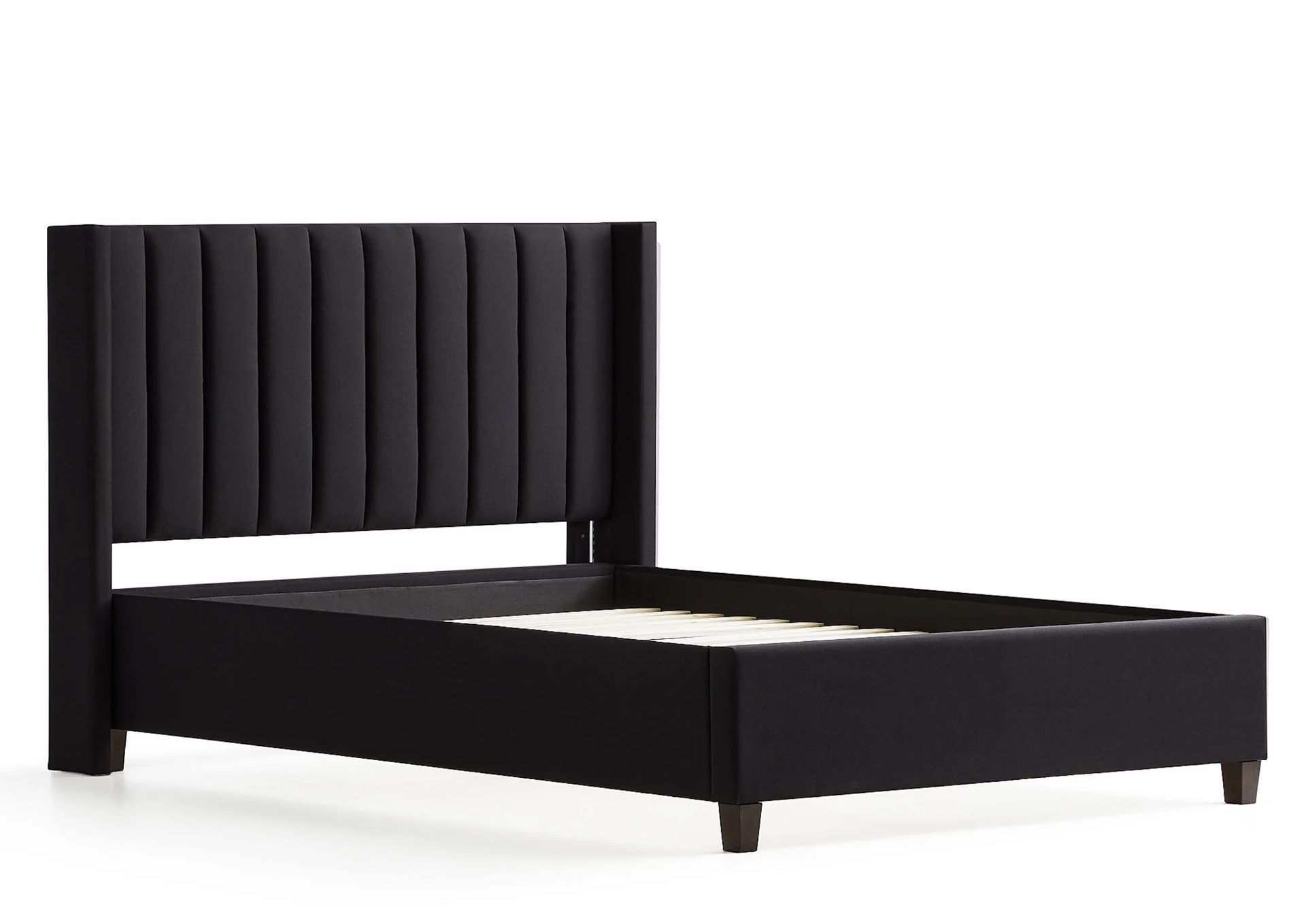 King Upholstered Wingback Bed Frame Black