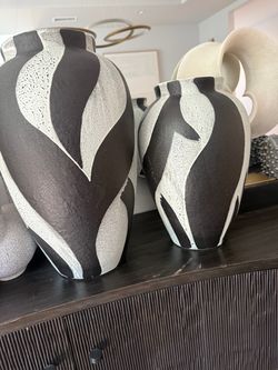 Black and White Ceramic Vases Set of 2