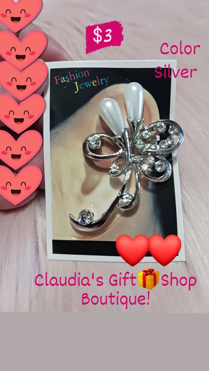 One Piece Silver Crystal Earrings