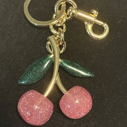 Pink Sparkle Cherry Keychain Ring (Ship Only) 