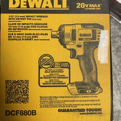 New In Box Unopened DEWALT 20-Volt MAX Cordless 1/2 in. Impact Wrench Kit with Detent Pin (Tool-Only)