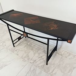 Modern Industrial Slate Stone and Iron Console Table