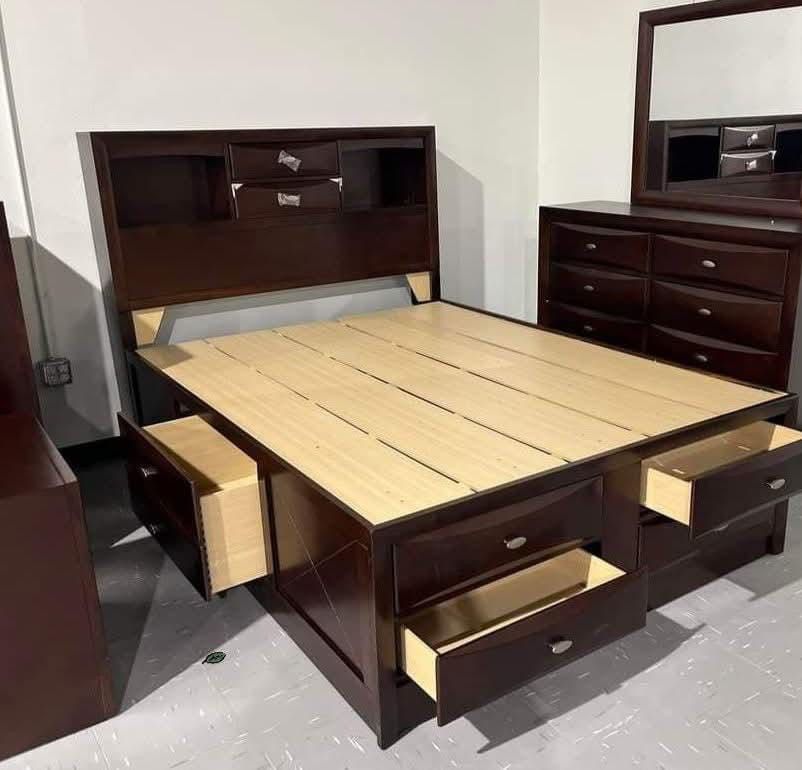 Emily Dark Cherry Storage Platform Bedroom Set