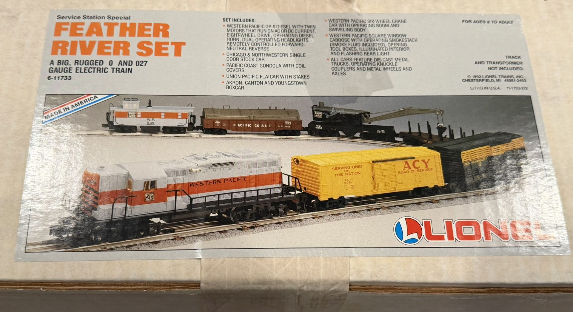 Lionel O Gauge 6-11733 Feather River Train Set 7 pcs. Western Pacific NEW