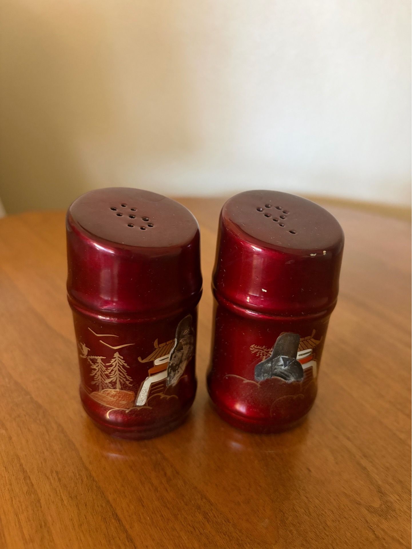 Red Lacquer Salt & Pepper Shakers