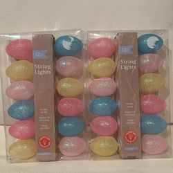 Easter String Lights, 12 Glitter Eggs, Pink Blue Yellow Colors, Battery Operated, Indoor , 2 sets, $15 each