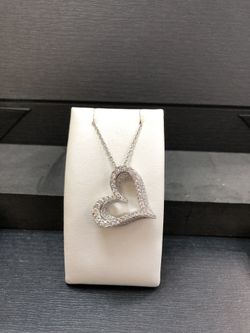 Silver heart necklace & pendant with cubic zirconias