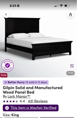 Lark Manor Gilpin King Panel Bed Black
