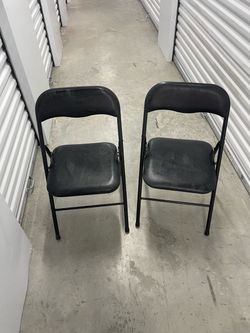 Set of 2 Black Metal Folding Chairs