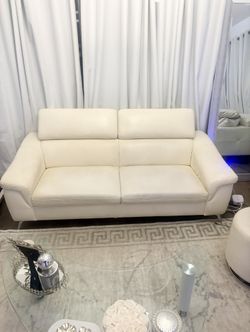 White leather sofa