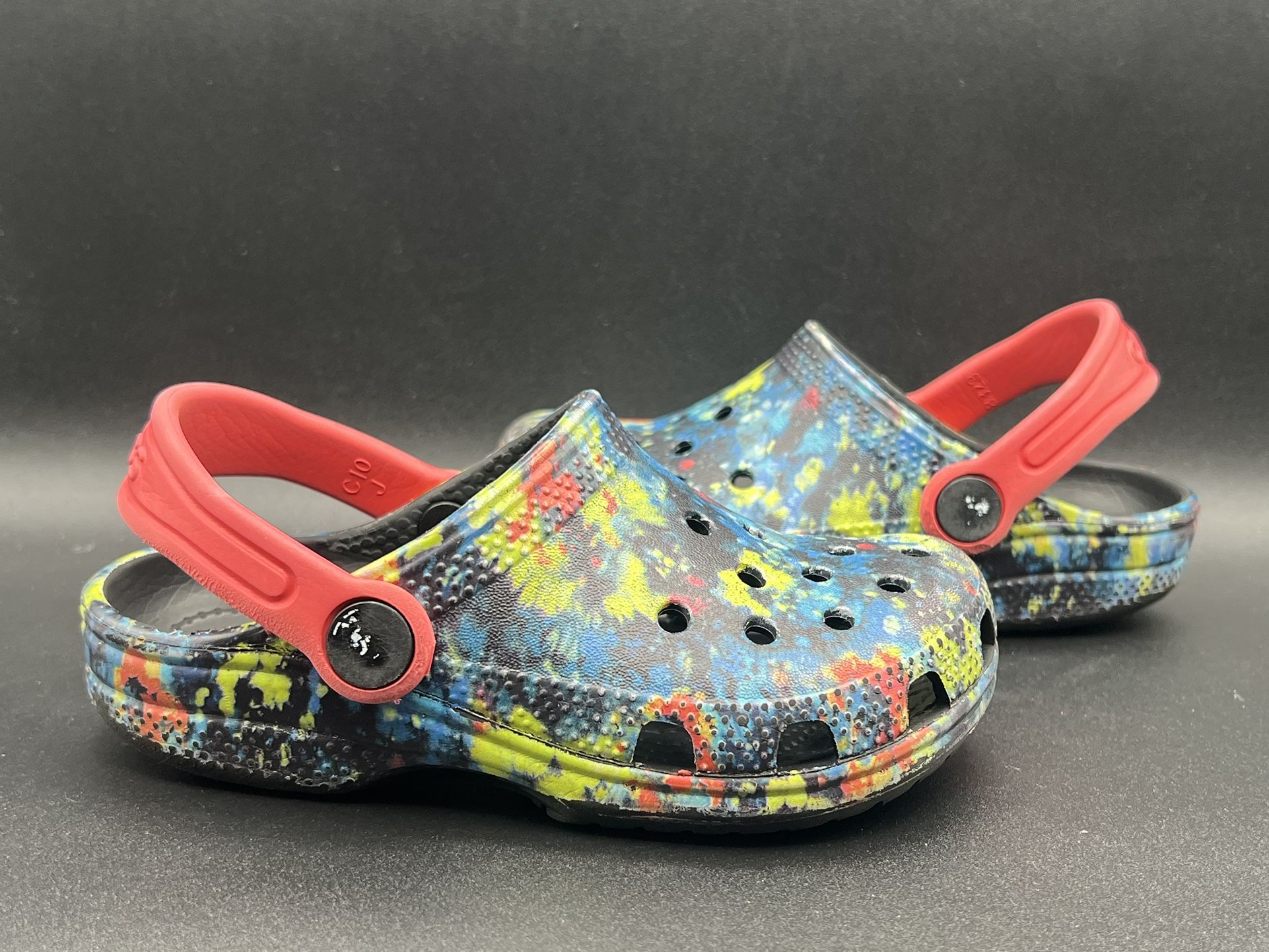 Crocs Classic Clogs Slip On Colorful Paint Splatter - Toddler Children Size 10