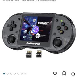 RG353P Handheld Game Console , Support 5G WiFi 4.2 Bluetooth Dual OS Android 11 , Linux System RK3566 Chip Built-in 64G SD Card 4452 Games (Transpare