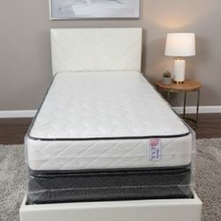 New TWIN SIZE BED FRAME WITH MATTRESS NEW BEDROOM FURNITURE BED SET TWIN SIZE 3PCS BED Set 