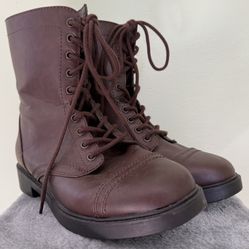Torrid Laceup Flat Combat Boots (WW) - Brown