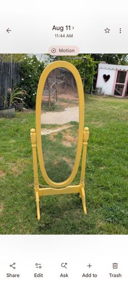 Wooden oval full length stand mirror