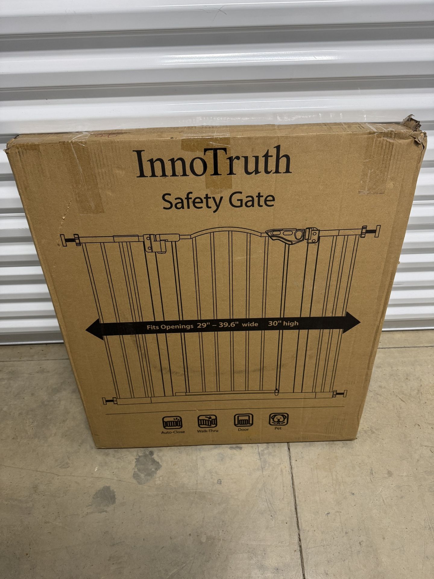 InnoTruth 29-39.6" Baby Gate for Stairs, Auto Close Both Sides Dog Gate with One-Hand Opening, 30" T