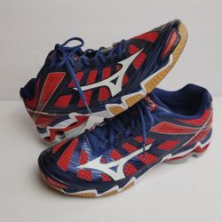 Mizuno Men's Wave Lightning RX3 Blue/White/Red Volleyball Shoe - 11.5 