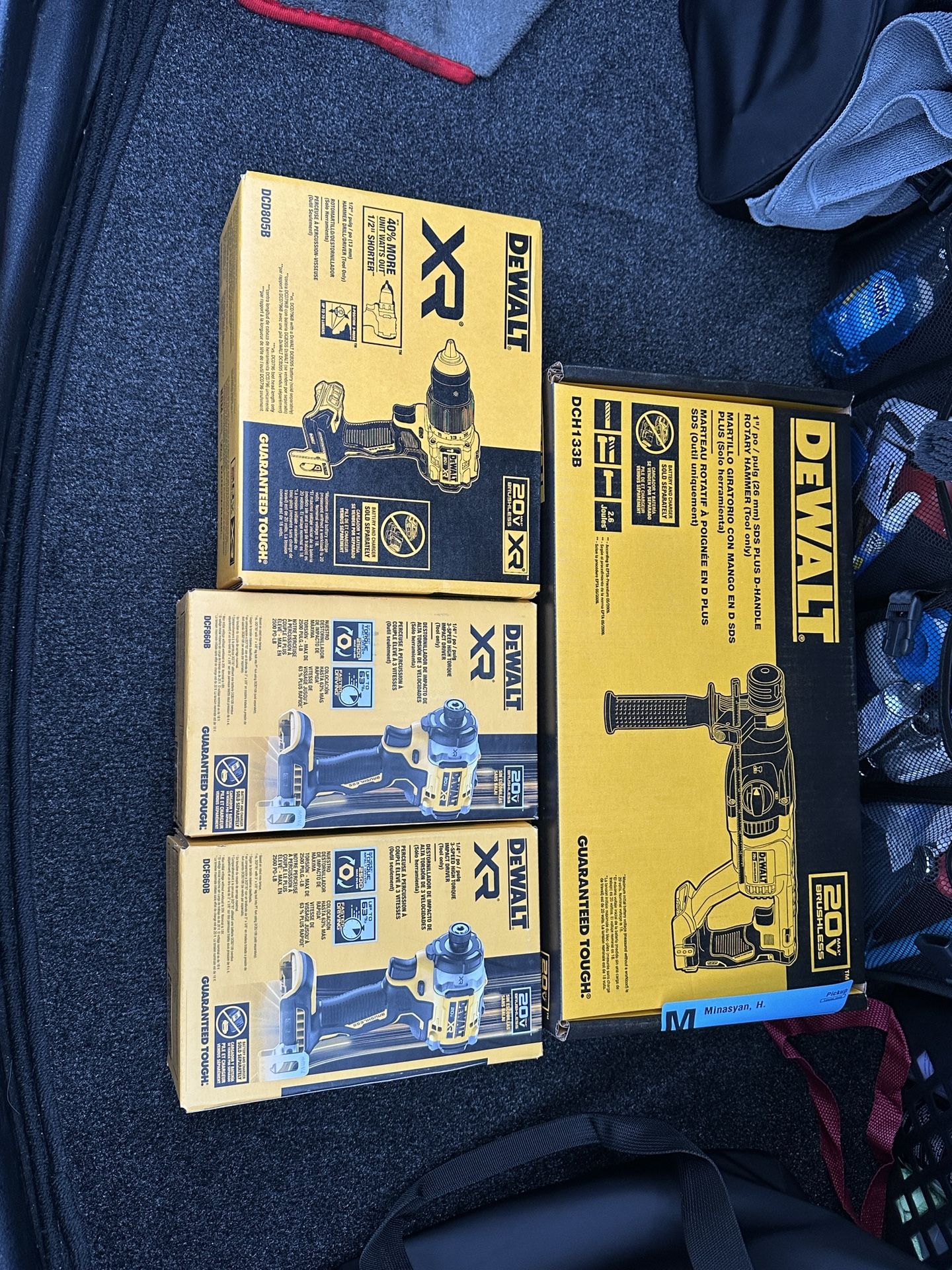 Dewalt 20v XR Tools, 2 Impacts, 1 Drill, 1 Rotary Hammer