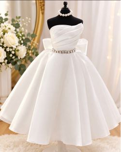 White Strapless Ball Gown Flower Girl Dress