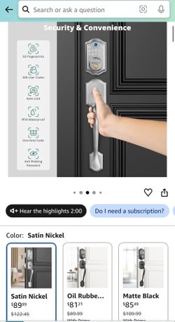DS10 Keypad Door Lock with Handle Set with Fingerprint