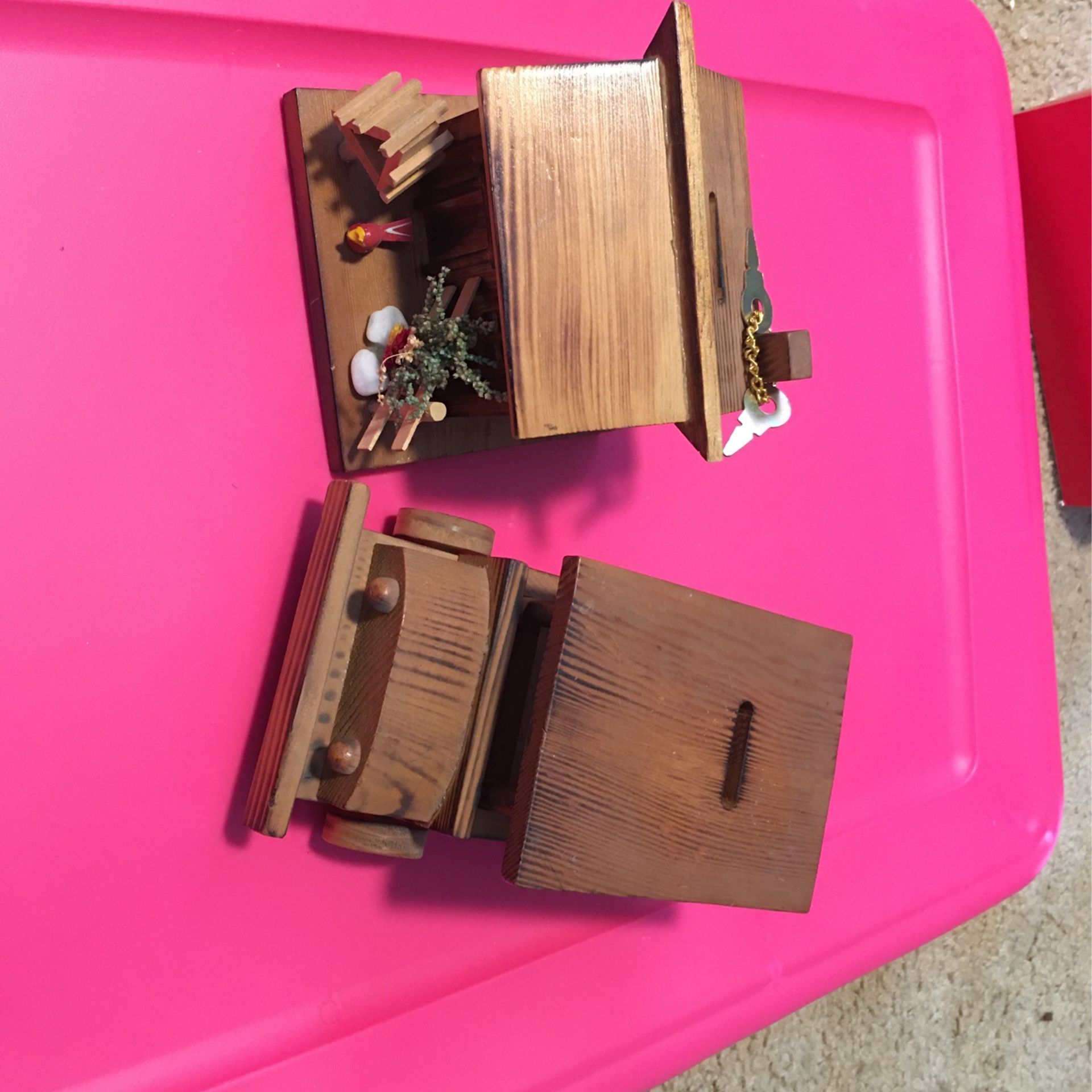 Vintage Wooden Coin Bank, Lot of 2