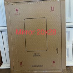 Modern Black Metal Rimmed Mirror NEW in Box 20 X28