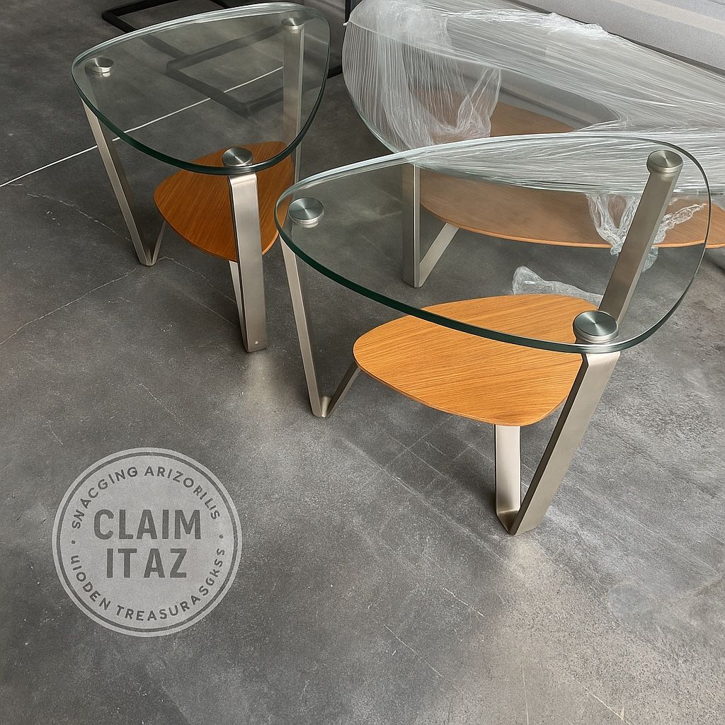 BDI Modern Glass Table Set – Coffee Table + 2 End Tables