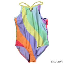 Girls Sz 6-6x  Rainbow 1 Piece Bathing suit Swimwear Wonder Nation