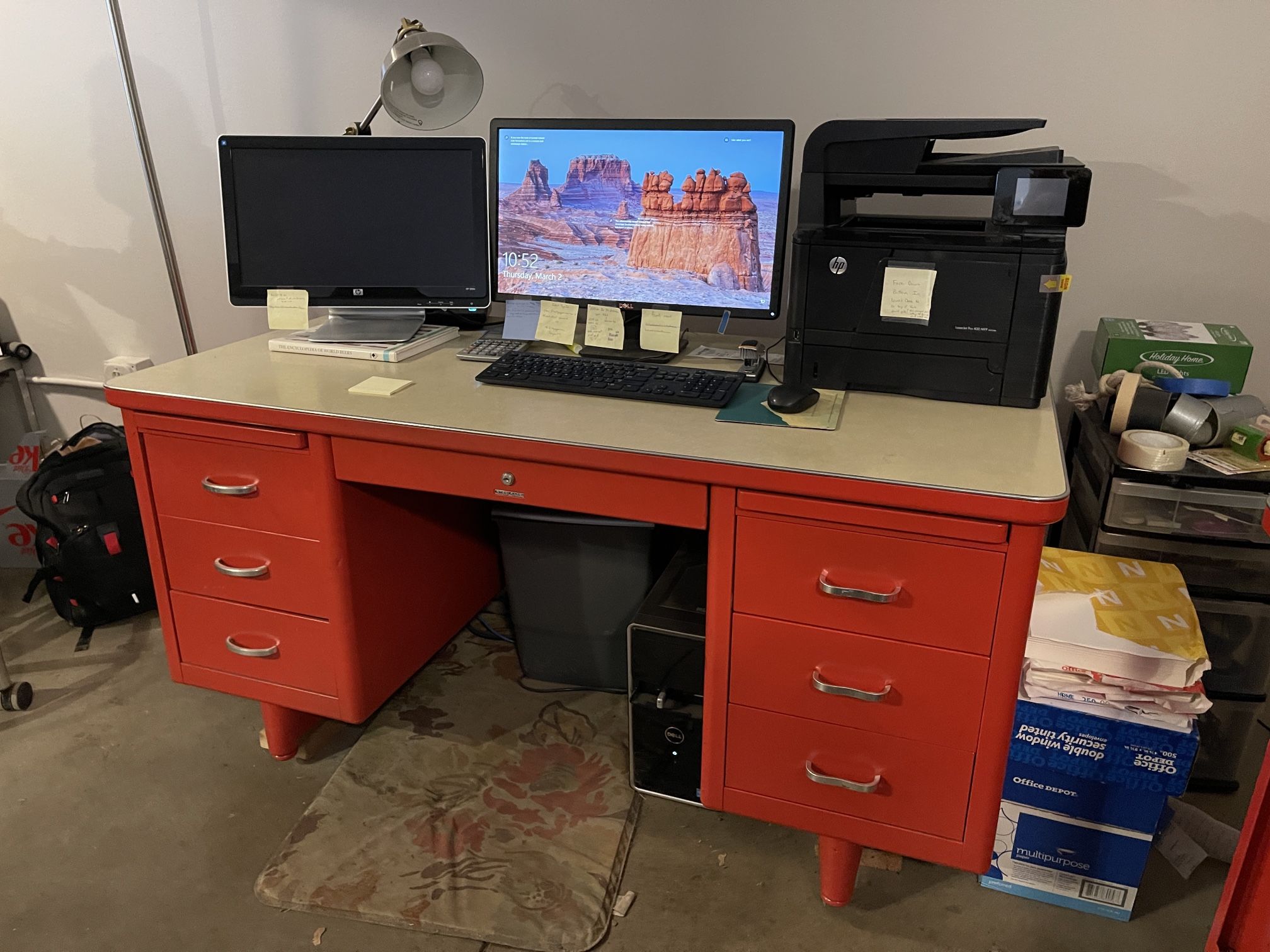 1 Vintage Steelcase Red Desk $350