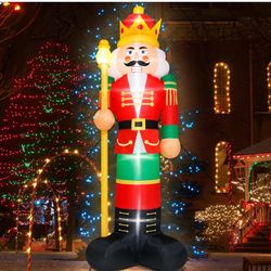 14FT Christmas Inflatables, Giant Christmas Inflatables Nutcracker, Lighted Christmas Soldier Yard Decorations, Blow Up Outdoor Christmas Decor for Ho