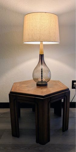 Oak Table with Lamp