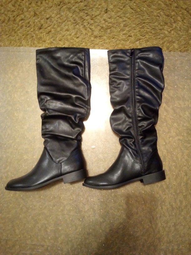 Bamboo Side Zipper Faux Boots